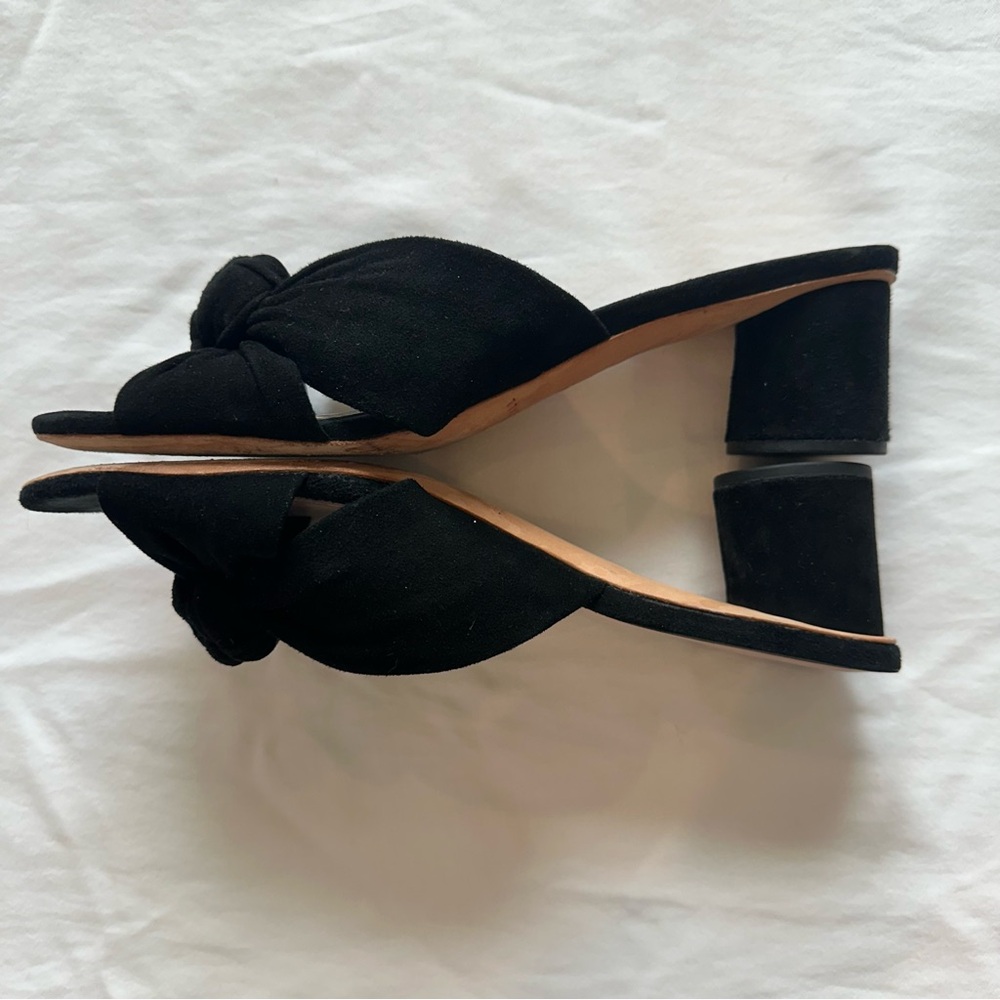 Loeffler Randall Celeste Mid-Heel Knot Slide Black Suede Sz 6.5 - Picture 7 of 9